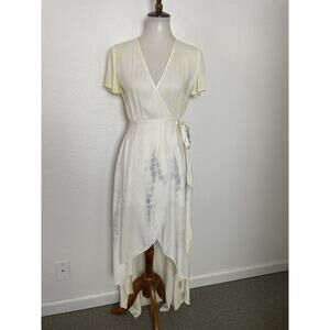 Aakaa Wrap Dress Midi Hi-lo Multicolor Tie Dye Print